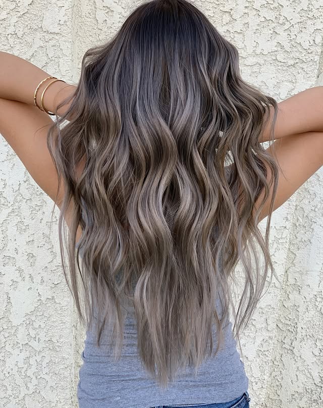 4. Beach Waves with Cool Ash Beige Balayage - Ash Hair Color