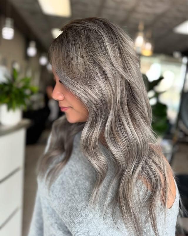 5. Textured Waves with Light Ash Blonde Blend - Ash Hair Color