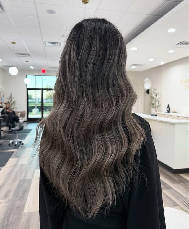11. Long Soft Waves with Smoky Ash Brown Balayage - Ash Hair Color