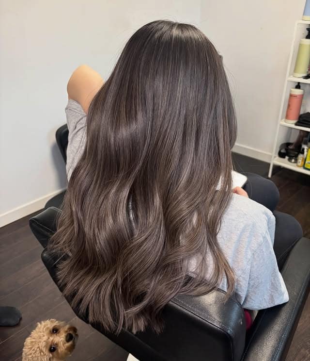 17. Long Loose Waves with Cool Ash Mocha Brown - Ash Hair Color