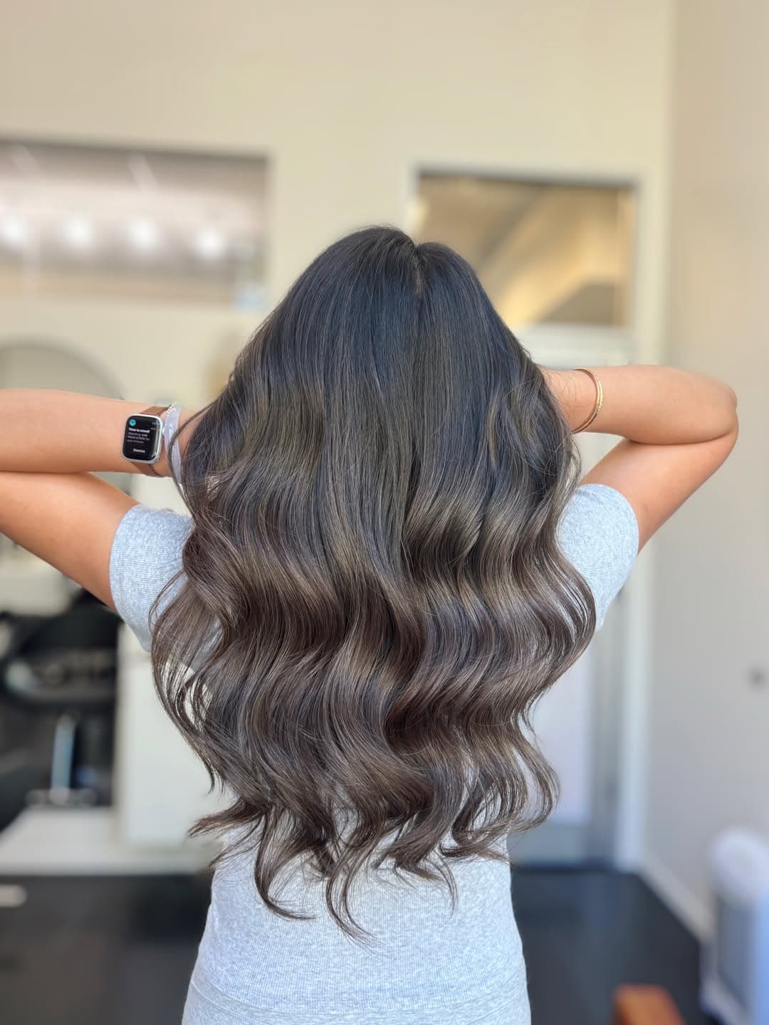 19. Medium Wavy Hair with Ash Brown Color Melt - Ash Hair Color