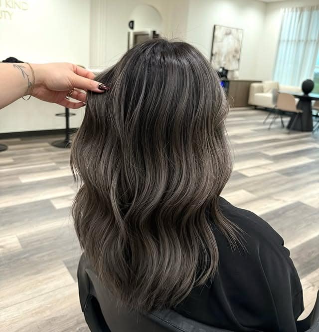 20. Shoulder-Length Waves with Cool Ash Brown Balayage - Ash Hair Color