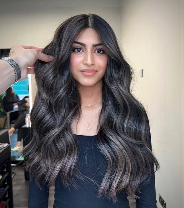 21. Long Layered Waves with Smoky Ash Brown Balayage - Ash Hair Color