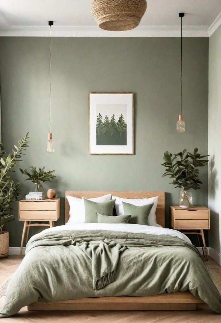 9. Minimalist Sage Green Bedroom with Scandinavian Style - sage green bedroom ideas