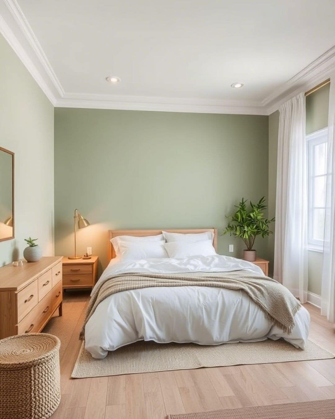 13. Light Sage Green Bedroom with Scandinavian Style - sage green bedroom ideas