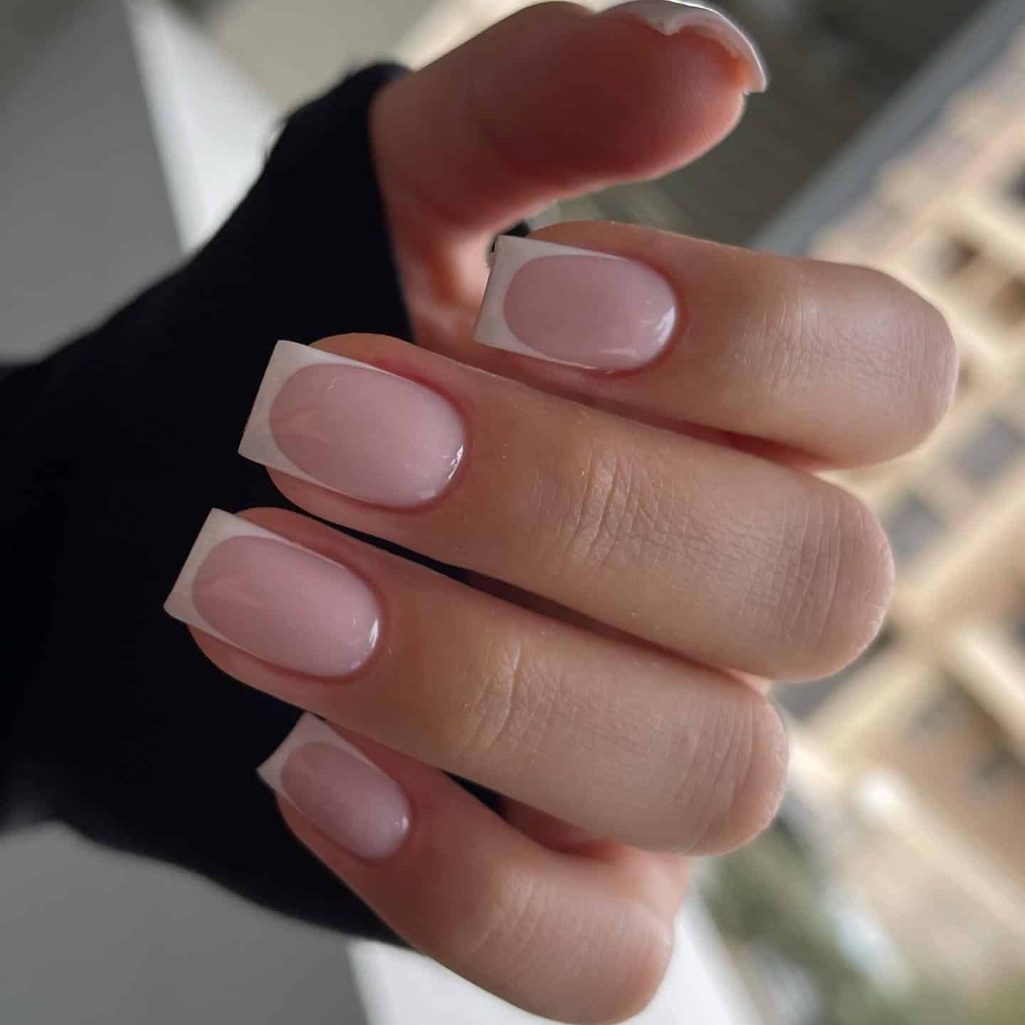 5. Milky Pink Micro French Square Nails - awesome nail ideas