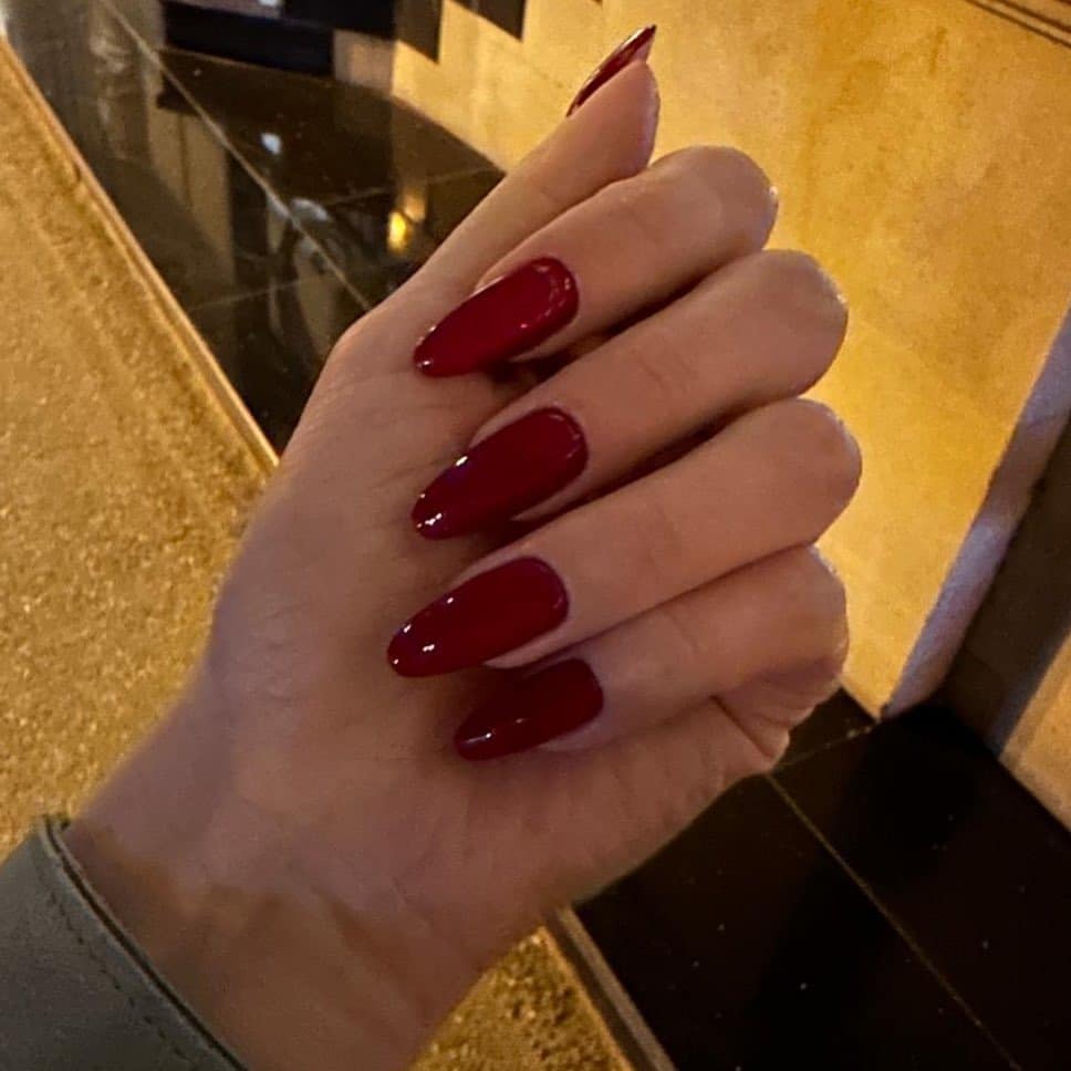8. Deep Burgundy Almond Nails - awesome nail ideas