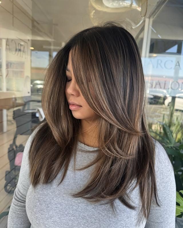 10. Dimensional Ash Brown Layers with Beige Highlights - Layered Hairstyles