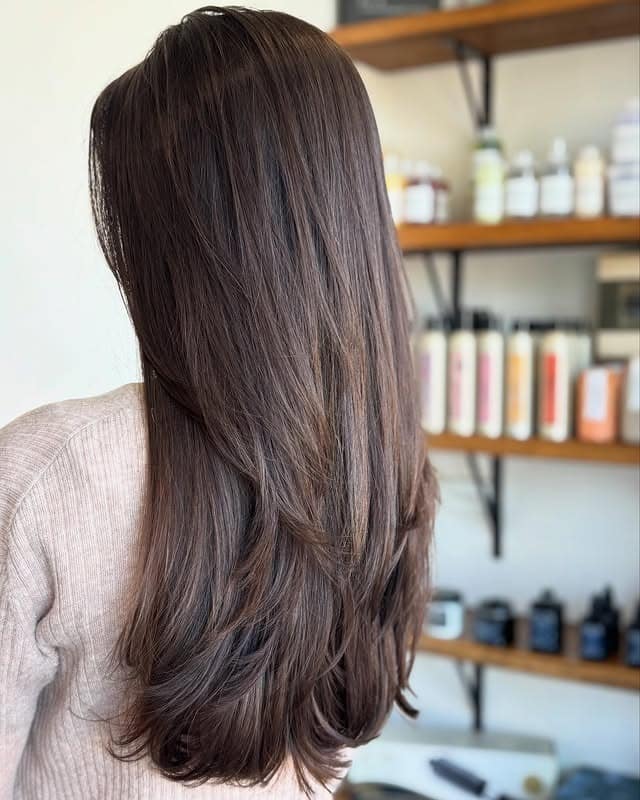 11. Deep Mocha Brown Long Layers with Softly Flipped Ends - Layered Hairstyles