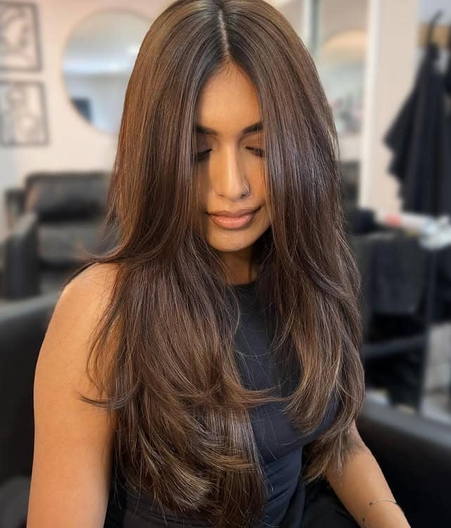 12. Warm Chocolate Brown Butterfly Layers - Layered Hairstyles