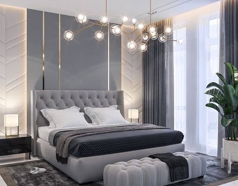 14. Elegant Silver Gray and Black Glam Bedroom - silver black bedroom ideas