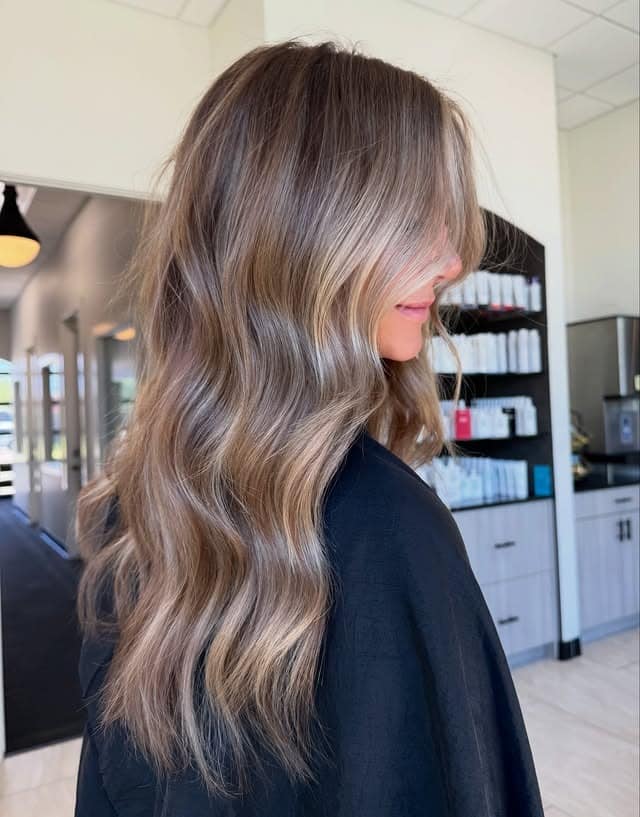 13. Pearly Beige Bronde with Flowing Waves - Bronde Hair Color