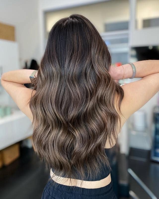 2. Mushroom Mocha Brown Soft Waves - Warm Brown Hair Color