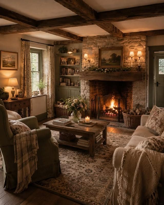 14. Warm Taupe and Weathered Brown Rustic Fall Living Room - fall living room ideas