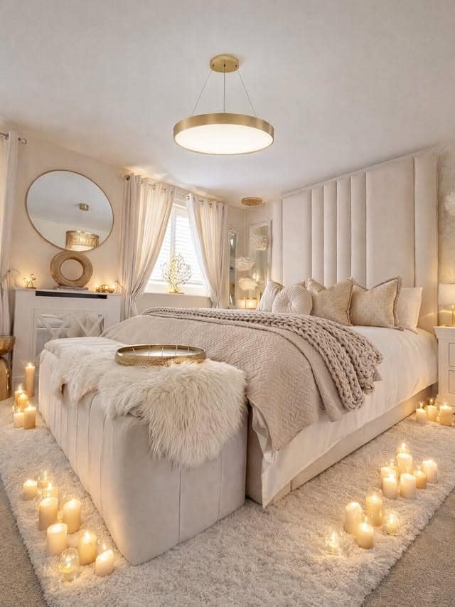 10. Ivory and Champagne Cozy Bedroom Idea - romantic bedroom ideas