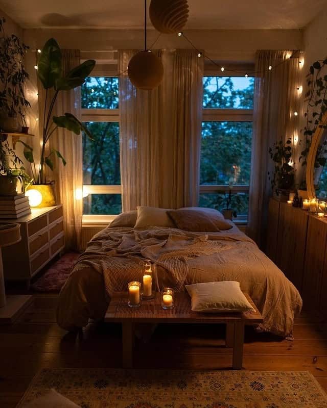 14. Amber and Caramel Candlelit Bedroom Idea - romantic bedroom ideas