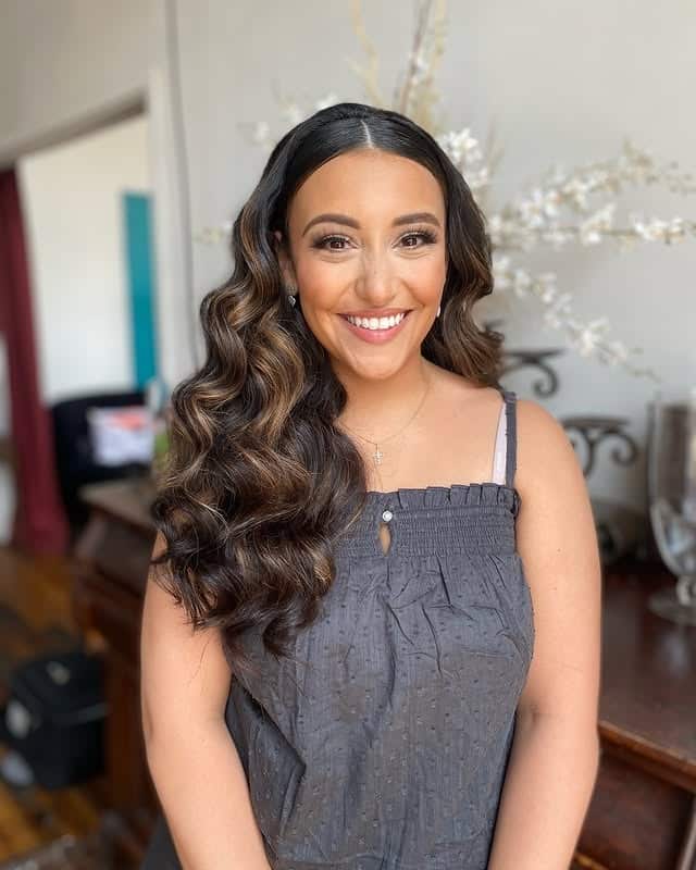 19. Dark Chocolate Sleek Center-Parted Glam Waves - Sleek Hairstyles