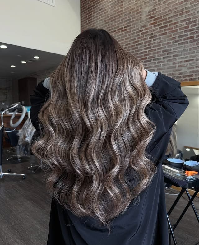 3. Deep Mushroom Brown with Ash-Taupe Ribbons - Mushroom Hair Color