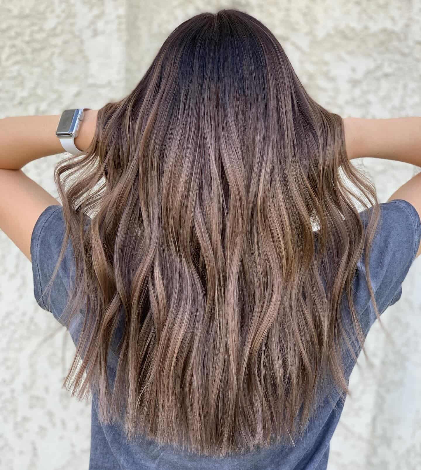 8. Mushroom Brown Balayage with Beige-Taupe Highlights - Mushroom Hair Color