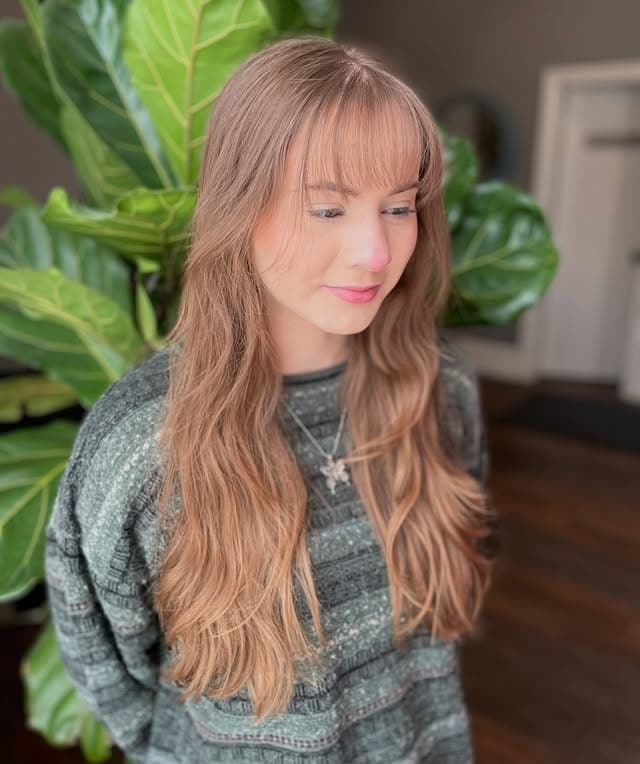 14. Rose Brown Long Layers with Wispy Fringe - Fringe Hairstyles