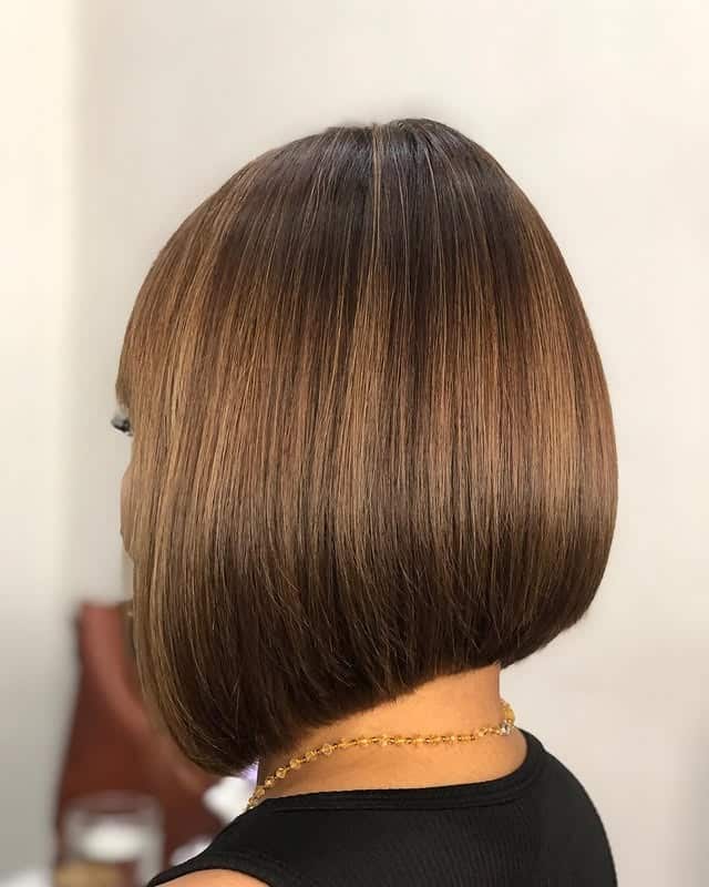 12. Chocolate Brown Rounded Angled Bob - Angled Bob Hairstyles
