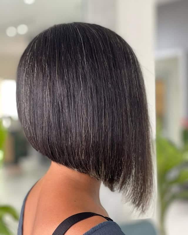 15. Espresso Black Dramatic Angled Bob - Angled Bob Hairstyles