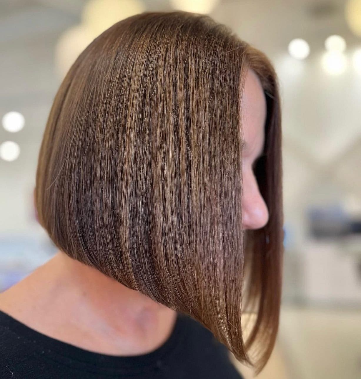 16. Mocha Brown Precision Angled Bob - Angled Bob Hairstyles