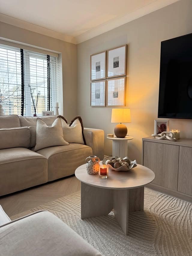 3. Warm Beige and Soft Gray Living Room - gray and beige living room ideas
