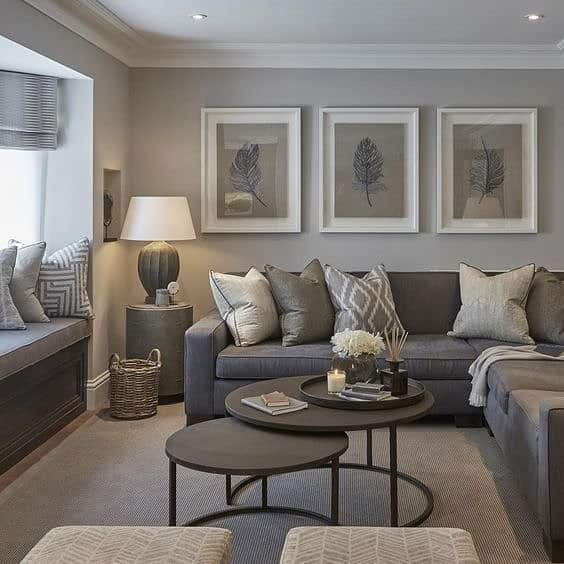 22. Classic Gray and Beige Living Room with Layered Neutrals - gray and beige living room ideas