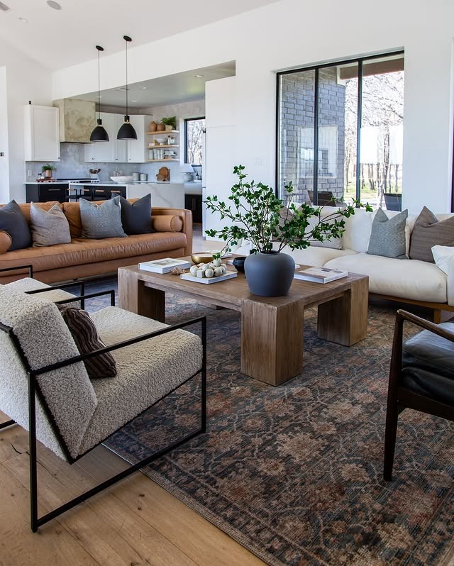 7. Charcoal Vintage Rug Living Room Idea - jure rug living room ideas