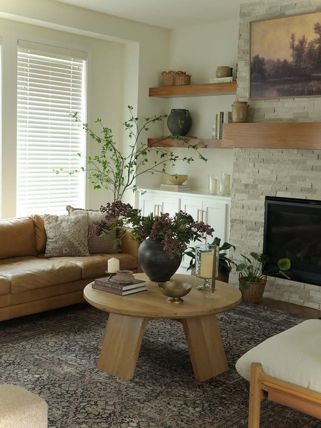 9. Brown and Taupe Traditional Rug Living Room Idea - jure rug living room ideas