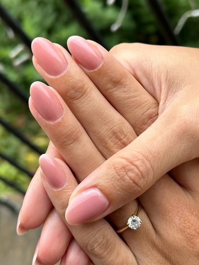 16. Rosy Pink Glossy Round Nails - round nail ideas