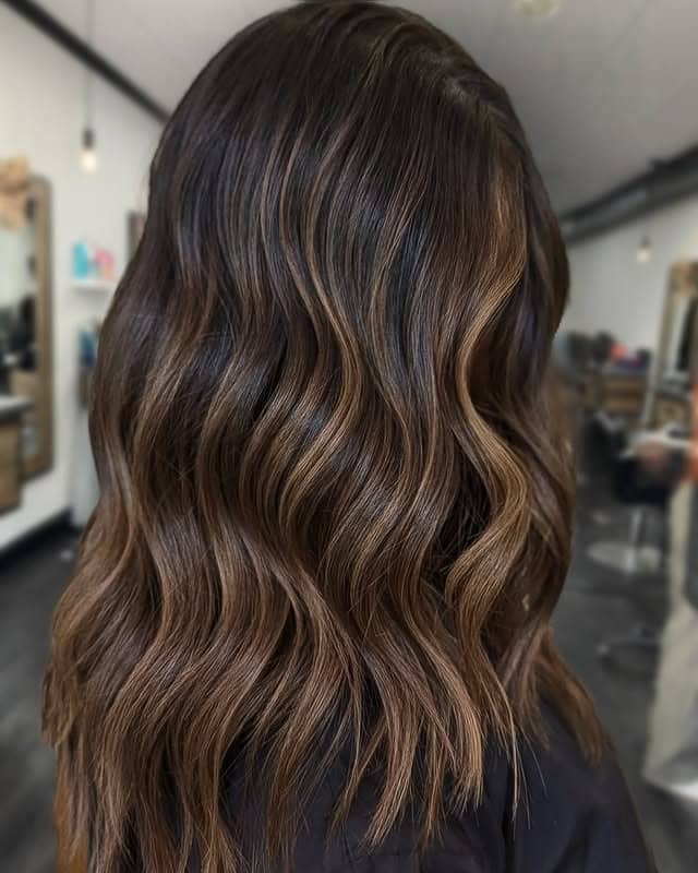 17. Chestnut Brown Balayage with Soft Waves - Balayage Hair Colors
