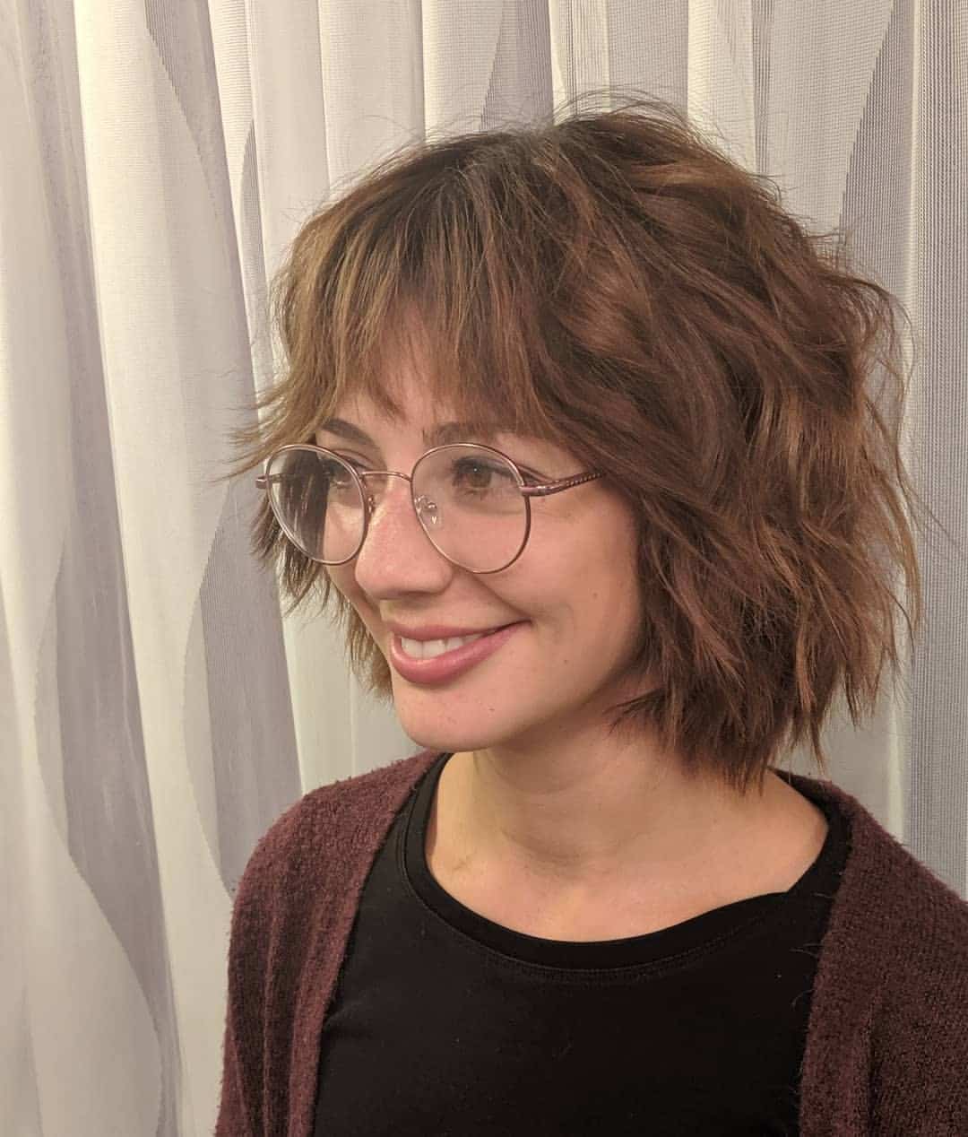 6. Chestnut Brown Choppy Shag Bob - Short Shag Haircuts