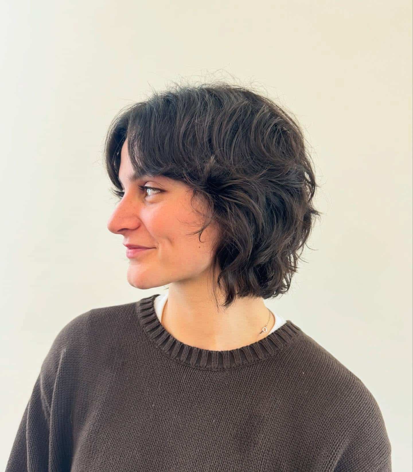 9. Dark Brunette Wavy Short Shag - Short Shag Haircuts