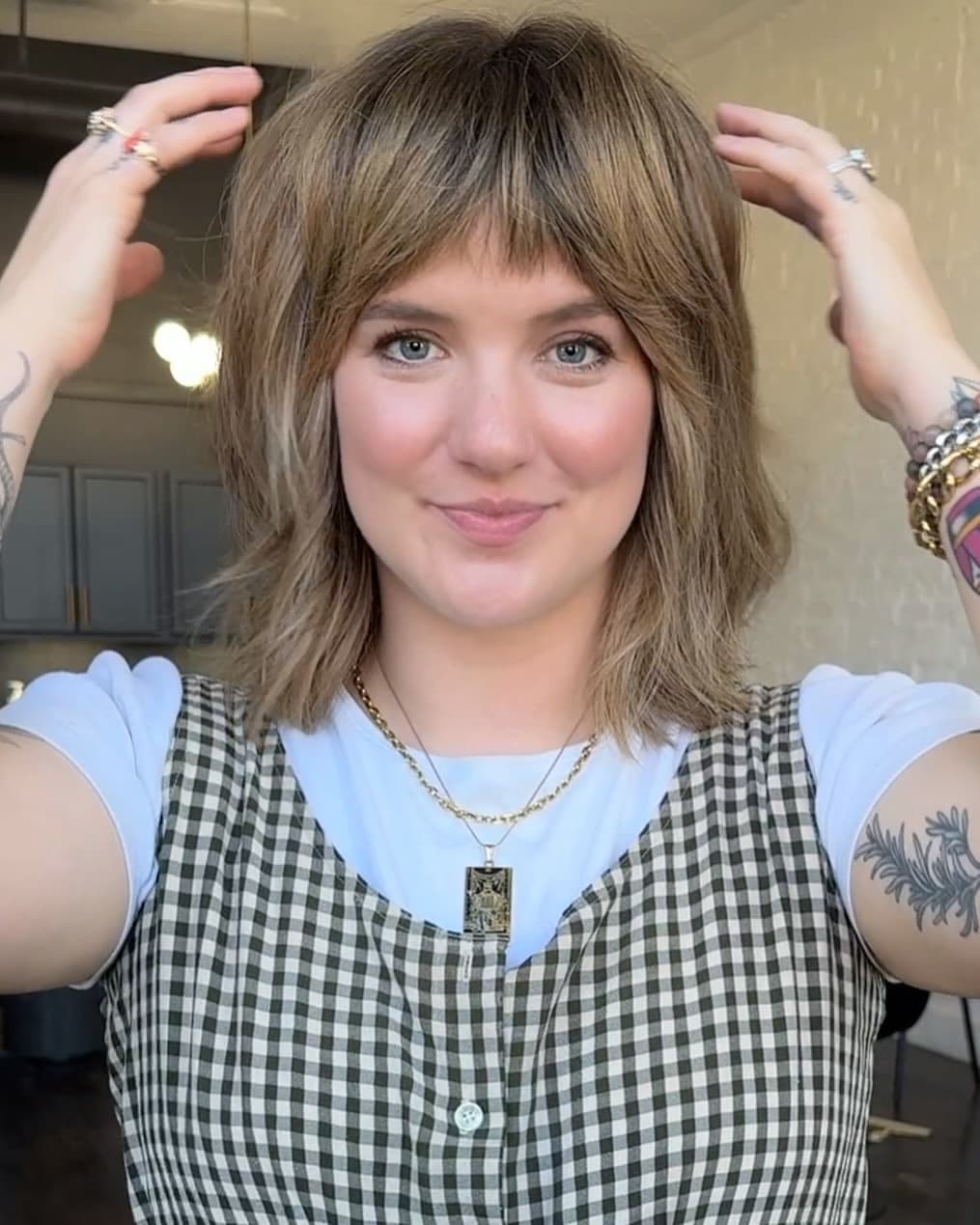 18. Mushroom Brown Short Shag with Micro Bangs - Short Shag Haircuts