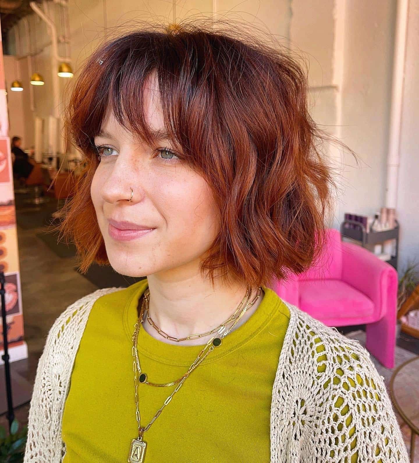 19. Copper Auburn Wavy Shag Bob - Short Shag Haircuts