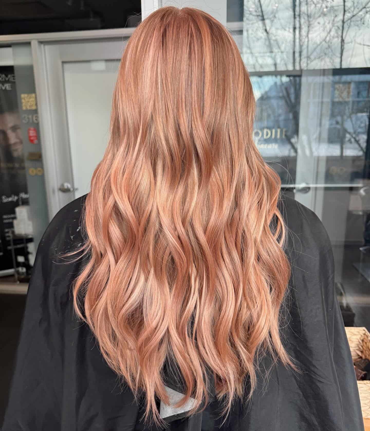 14. Copper Rose Gold Layered Waves - Rose Gold Hair Color