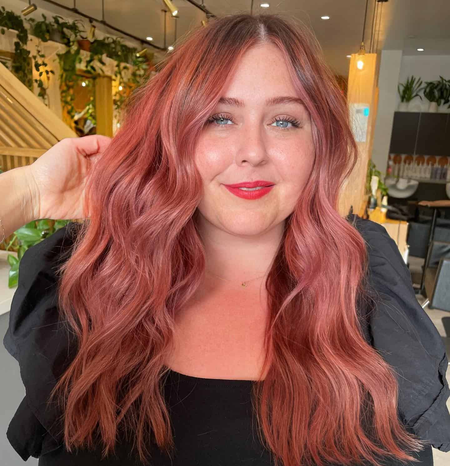 19. Rich Copper Rose Gold Long Layers - Rose Gold Hair Color