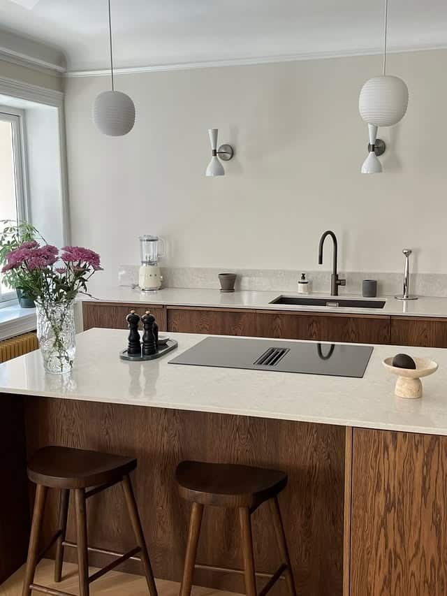 8. Walnut Brown and Cream Scandinavian Kitchen Idea - scandinavian kitchen ideas