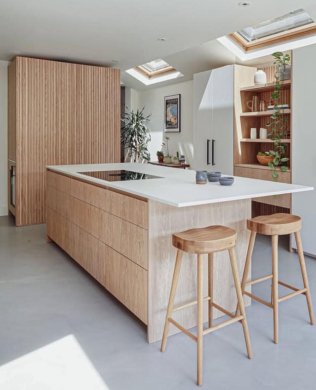 9. Pale Oak and Crisp White Scandinavian Kitchen Idea - scandinavian kitchen ideas