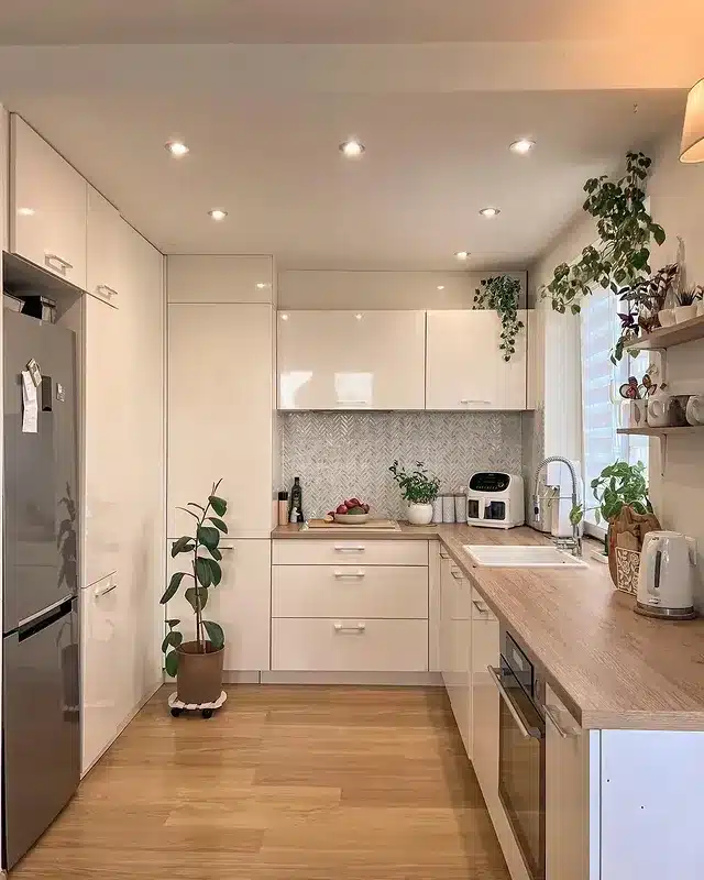 18. Cream White and Light Oak Scandinavian Kitchen Idea - scandinavian kitchen ideas