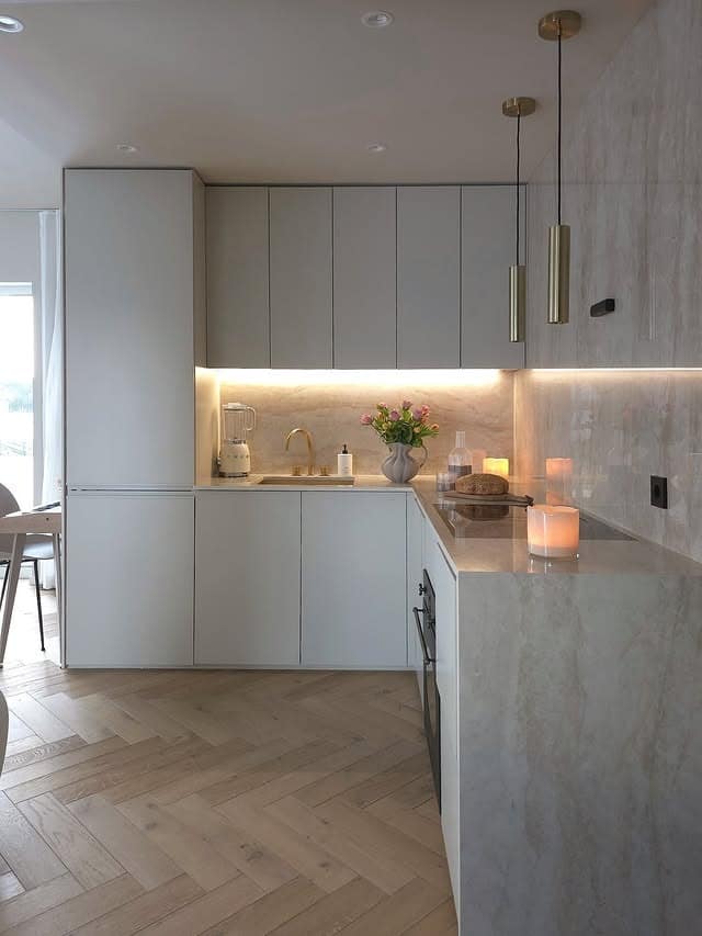 21. Soft Gray and Warm Beige Scandinavian Kitchen Idea - scandinavian kitchen ideas