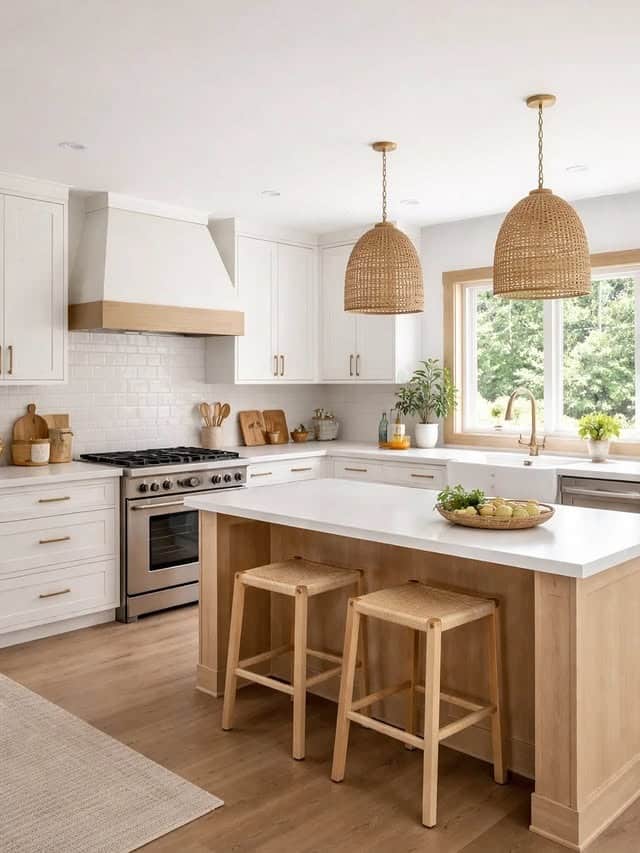 22. Cream White and Natural Oak Scandinavian Kitchen Idea - scandinavian kitchen ideas
