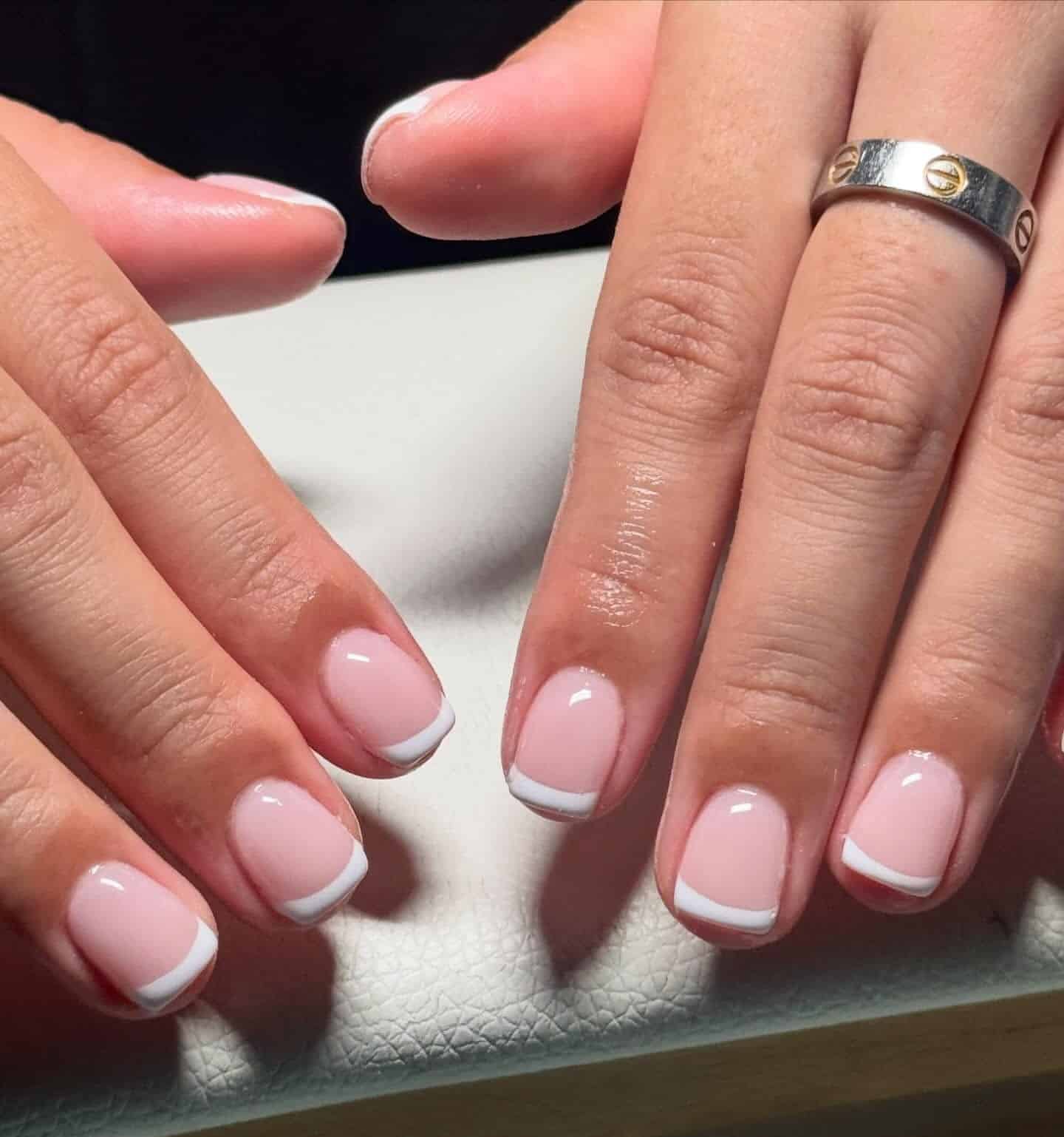 11. Soft Pink French Square Dip Powder Nails - dip powder nail ideas
