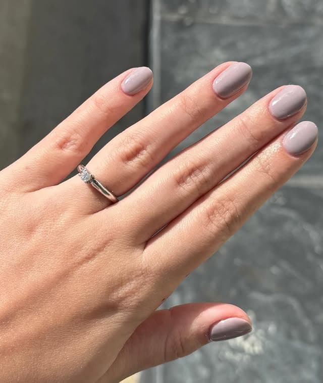 13. Dusty Mauve Short Round Dip Powder Nails - dip powder nail ideas