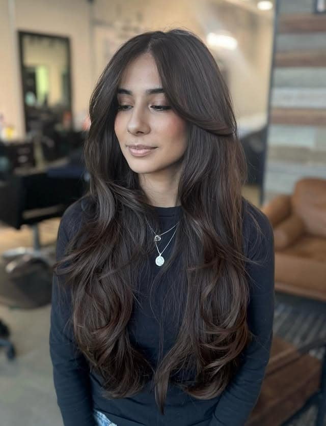 1. Espresso Brown Long Butterfly Layers - Long Hairstyles for Women