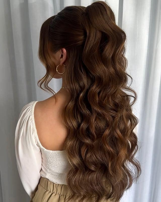 8. Chestnut Brown Voluminous Ponytail - Long Hairstyles for Women