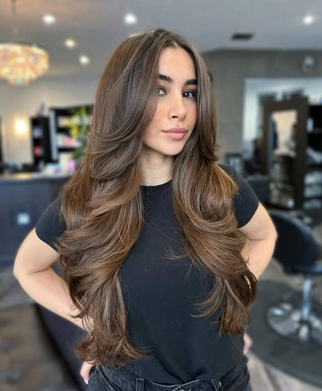 13. Caramel Brunette Butterfly Layers - Long Hairstyles for Women