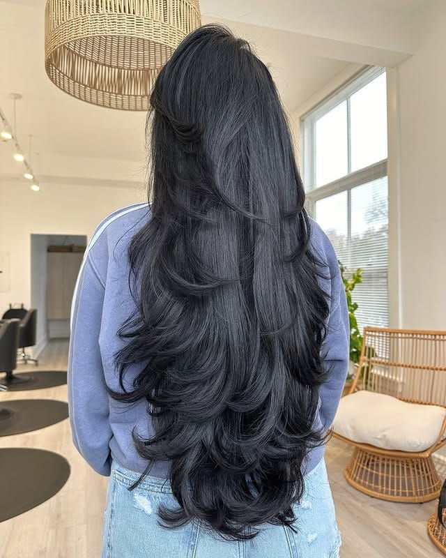 14. Soft Black Cascading Long Layers - Long Hairstyles for Women